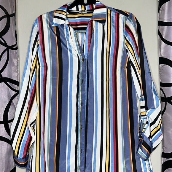 Anne Klein Womens Tunic Blouse Size 8 Multi Color - Picture 1 of 12